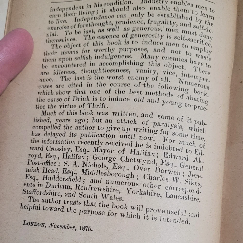 Antique 1800s Book Thrift by Samuel Smiles | Embossed Hardcover